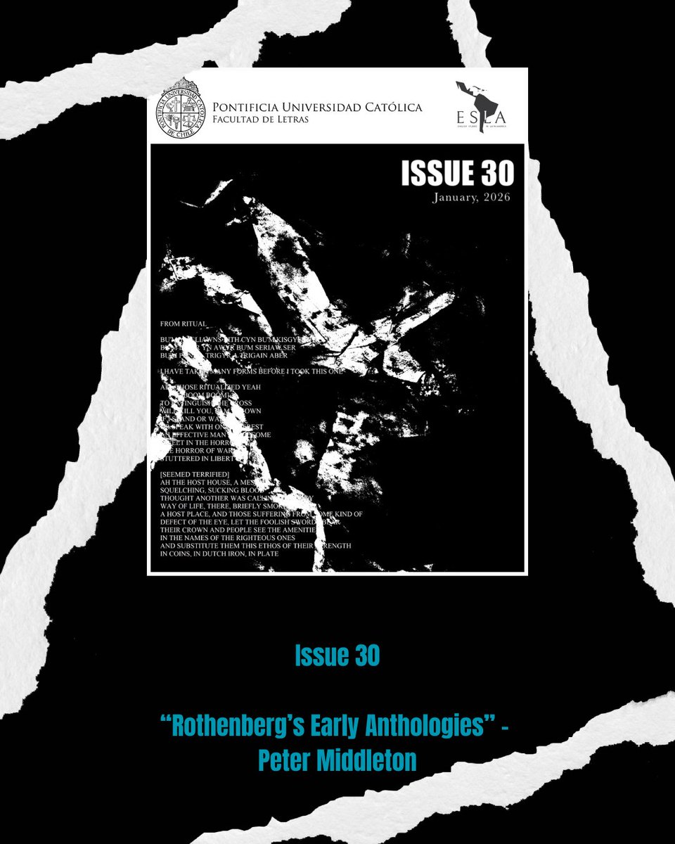 ESLA_Journal's tweet photo. Happy Monday, everyone!

It's a new week, &amp; we're thrilled to share a new Academic highlight from our latest issue: "Rothenberg's Early Anthologies" by Peter Middleton. https://t.co/97CbD8d9KE