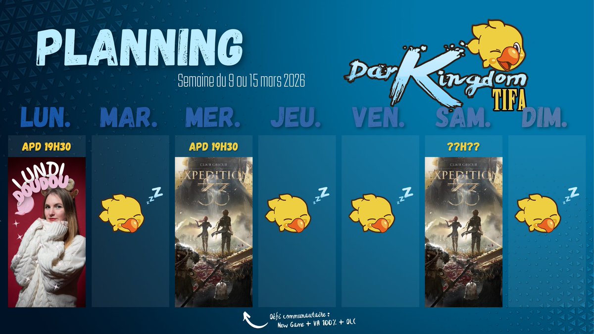 Le planning de la semaine 🙌🏻 Ouais on fait toujours la même chose mais on aime bien !