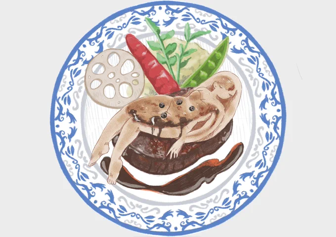 4月の2人展に食用妖精のキャンバスプリントを出すことにしました。 丸いキャンバスにします! #虫と天使と塔の国