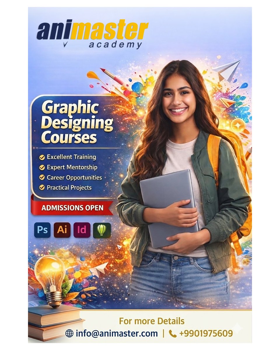 animguru's tweet image. Starting your journey in Graphic Design?

Get 25% OFF on Graphic Design Courses in Bangalore at Animaster Academy.

📍 RT Nagar, Bengaluru
📞 +91 99019 75609

Course details:
 animaster.com/course/graphic…
#GraphicDesign #DesignCourse #LearnDesign #CreativeCareer