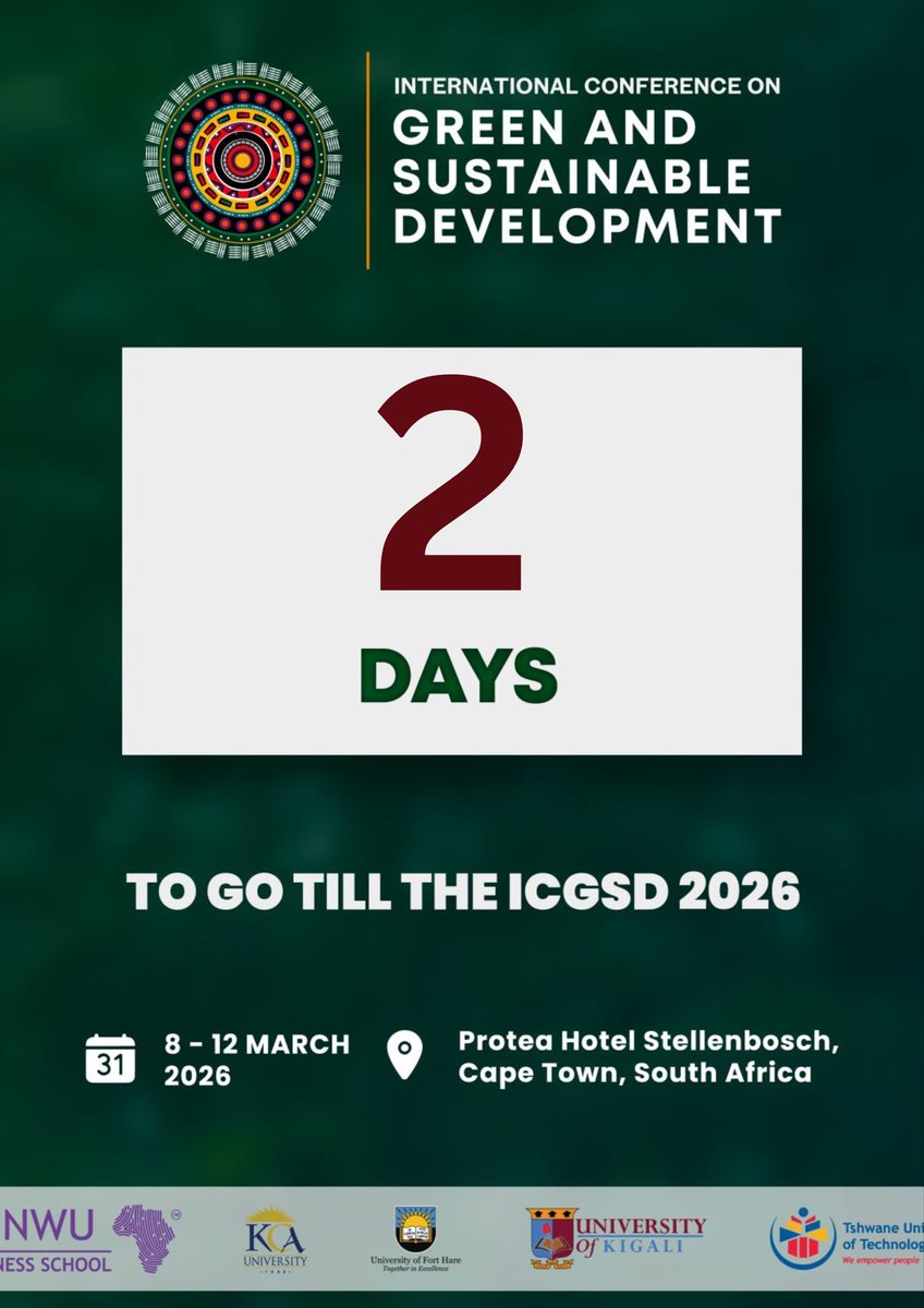 UnivOfKigali's tweet photo. Kigali to Cape Town: ICGSD 2026 — Innovate, Transform, Sustain
Conference Programme: https://t.co/9LQCzX8t57 https://t.co/Rm1GeDY5Ky