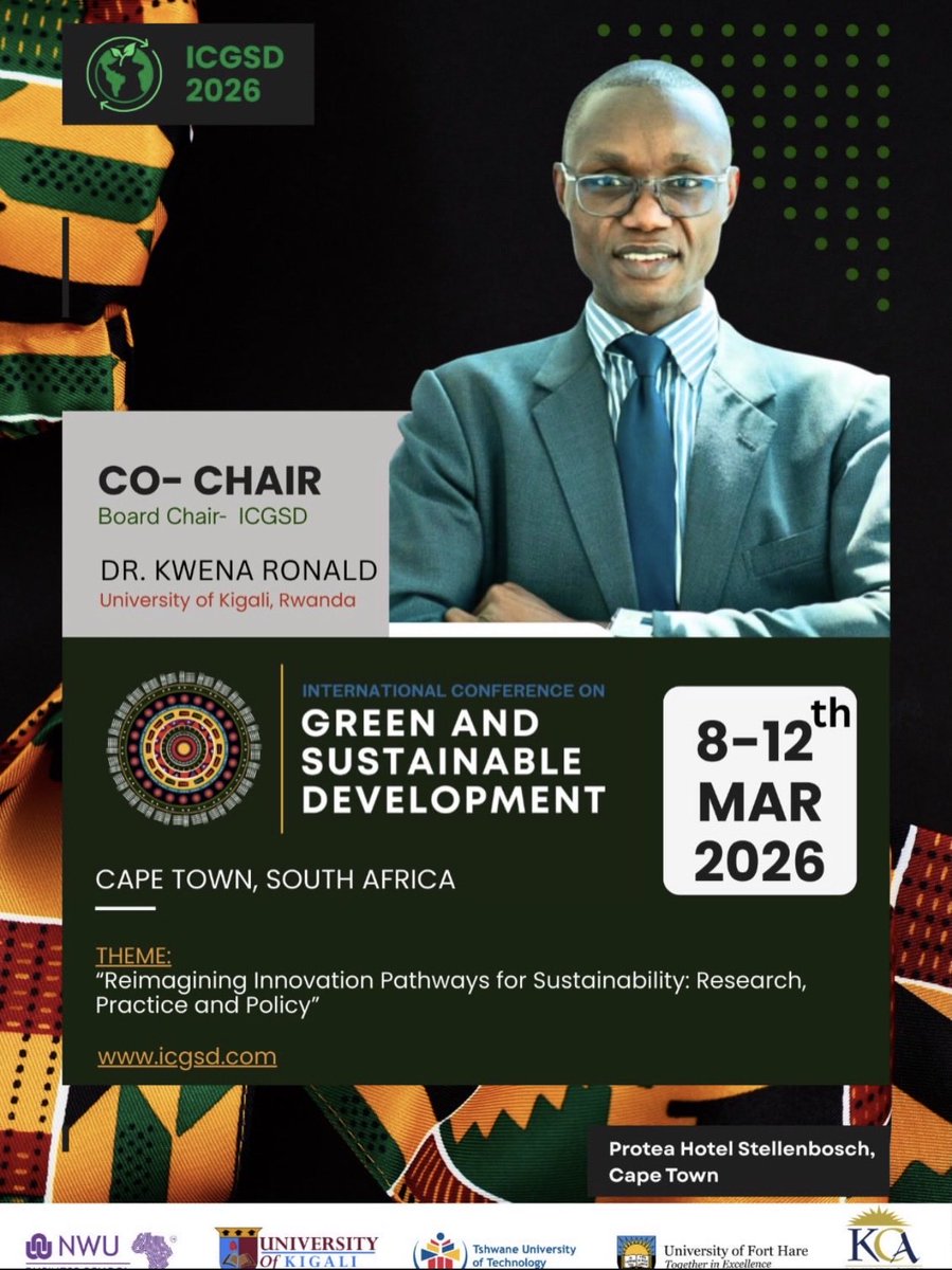 UnivOfKigali's tweet photo. Kigali to Cape Town: ICGSD 2026 — Innovate, Transform, Sustain
Conference Programme: https://t.co/9LQCzX8t57 https://t.co/Rm1GeDY5Ky