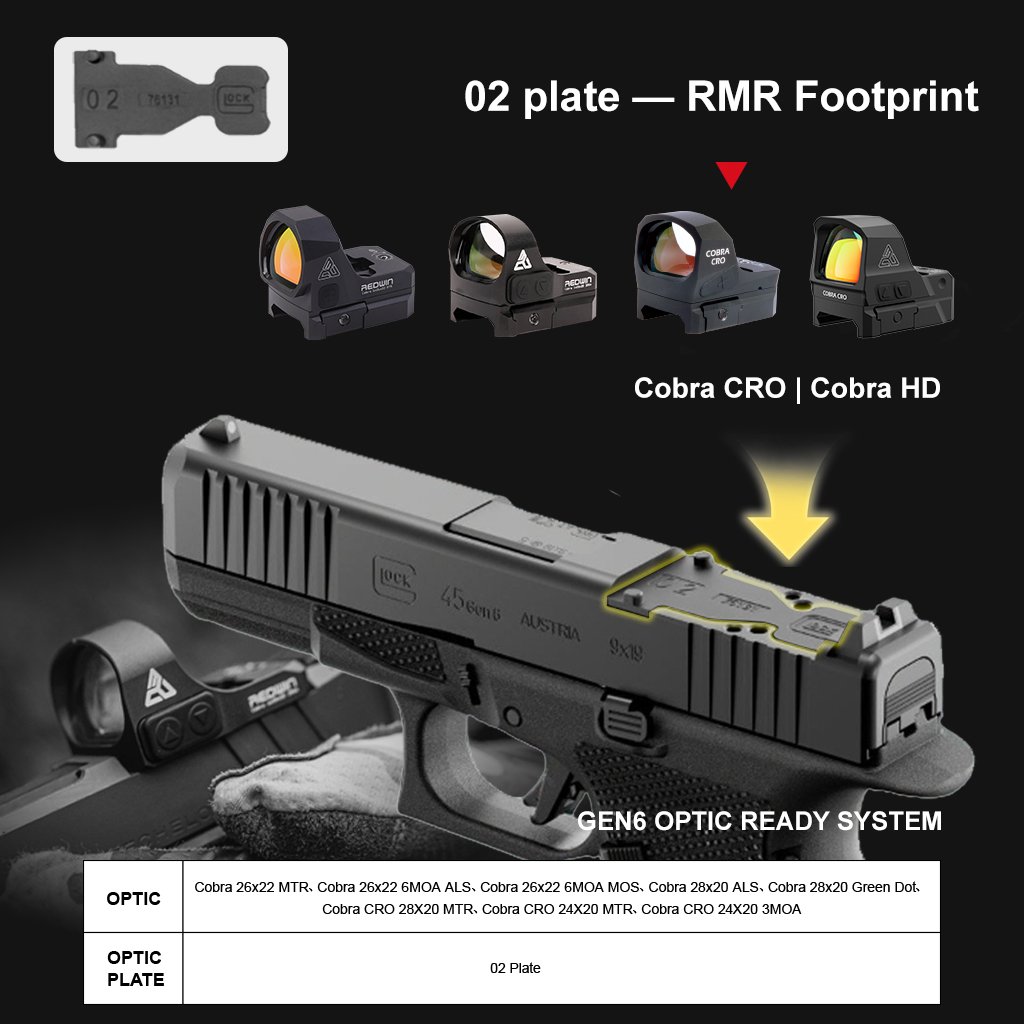 RedWinOptics's tweet photo. 🔥 Ready to upgrade your Glock GEN6 with a red dot? Here’s your cheat sheet for the 3 optic plates
✅ 02 Plate (RMR): Works with Cobra CRO/Cobra HD
✅ 03 Plate (C-more RTS): Exclusively for Cobra Max
✅ 04 Plate (RMSc): Perfect fit for Cobra Mini/ Mini Pro
#redwinoptics#GlockGEN6 https://t.co/xKKnvd4ezF