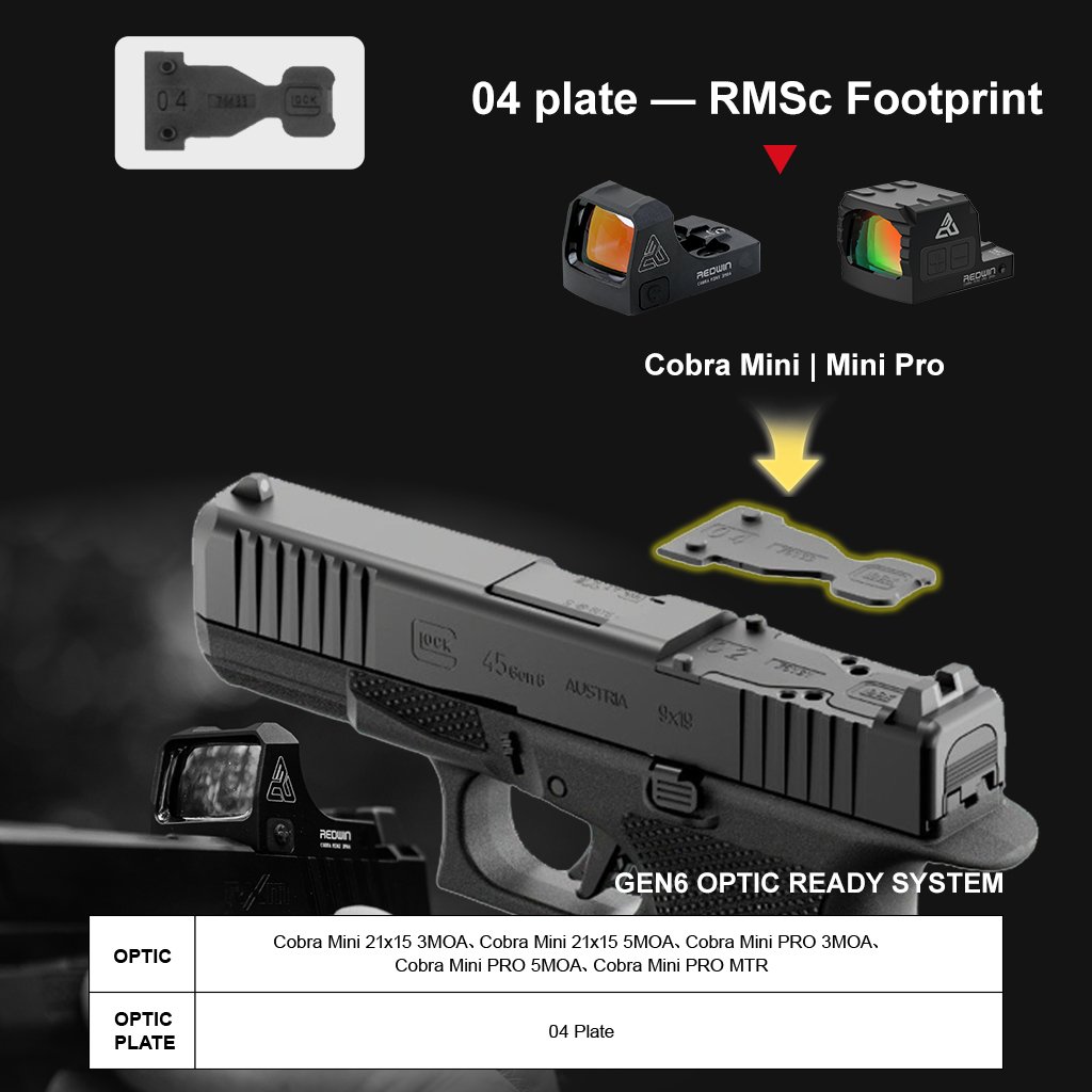 RedWinOptics's tweet photo. 🔥 Ready to upgrade your Glock GEN6 with a red dot? Here’s your cheat sheet for the 3 optic plates
✅ 02 Plate (RMR): Works with Cobra CRO/Cobra HD
✅ 03 Plate (C-more RTS): Exclusively for Cobra Max
✅ 04 Plate (RMSc): Perfect fit for Cobra Mini/ Mini Pro
#redwinoptics#GlockGEN6 https://t.co/xKKnvd4ezF