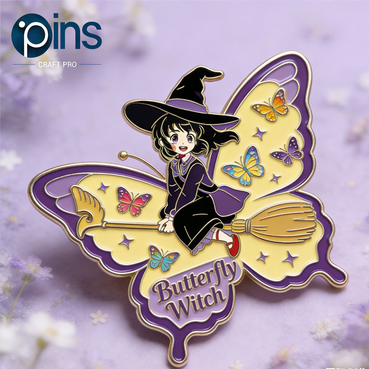 Pinscraftpro's tweet image. Butterfly Witch magic in premium hard enamel! 🦋✨ This anime lapel pin flutters with colorful butterflies and a playful witch. DM for custom pins—we bring your fantasy designs to life!#EnamelPins #LapelPins #CustomPins #AnimePins #PinGame #PinLife #HardEnamel  #PinMerch