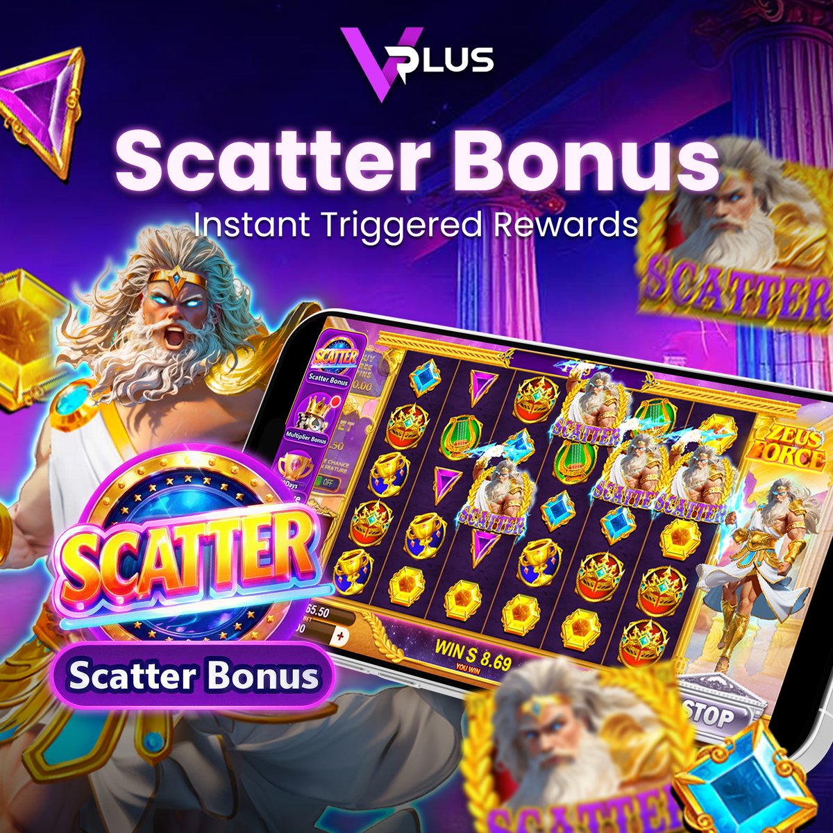 VPlusofficialhq's tweet image. 🎰 Scatter Bonus – Triggered rewards
🎯 4 Scatters → 5x, 5+ Scatters → 10x
📥 Displayed in Menu for Collect
💡 Drive player engagement &amp;amp; repeat sessions

#VPLUS #ScatterBonus #PlayerExperience #iGamingSolutions