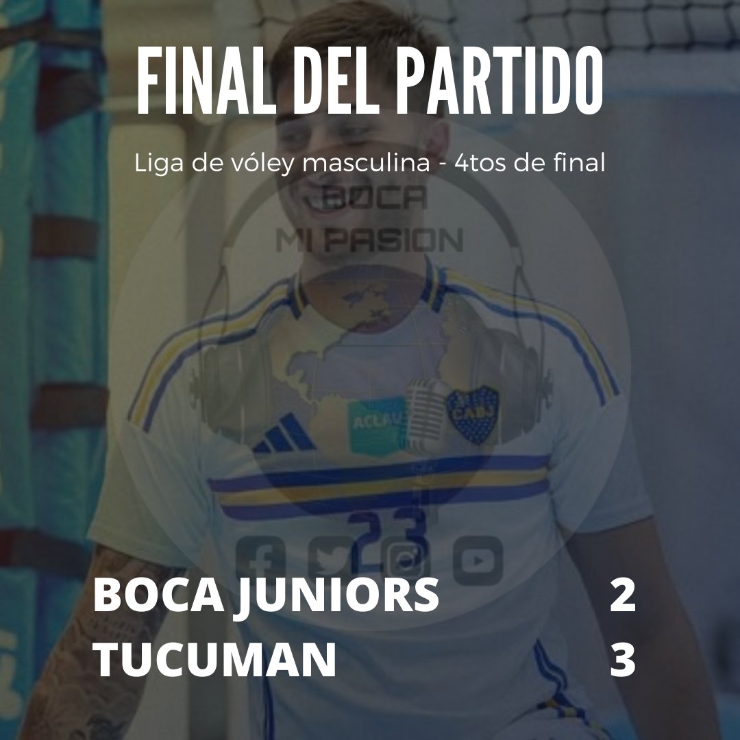 🏐 Vóley masculino - Primera

Boca Juniors 2 - Tucumán de Gimnasia 3 | Con parciales (24-26, 22-25, 25-21, 26-24, 13-15), fue caída del conjunto xeneize. #DaleBoca