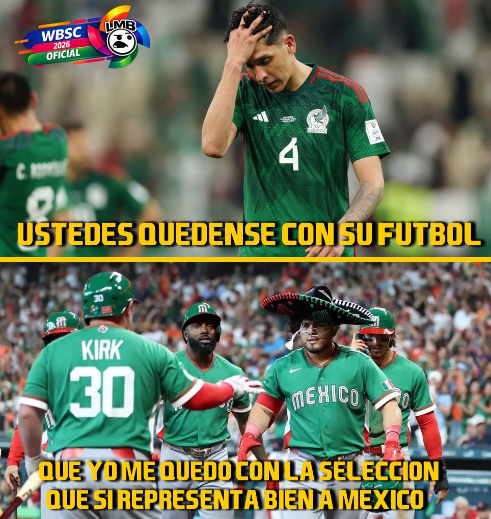 LMB_memes's tweet photo. Me sorprende como la Selección Mexicana de Beisbol ha desplazado en buenos deseos a la de futbol, tanto asi que la gente comenta que mejor apoyan a la Selección de Beisbol y no a la del Soccer. https://t.co/uaHriUKxNy