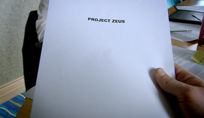 PeepScript's tweet photo. [The piece of paper is blank, other than the title "Project Zeus"​] https://t.co/b7JVMlyBba