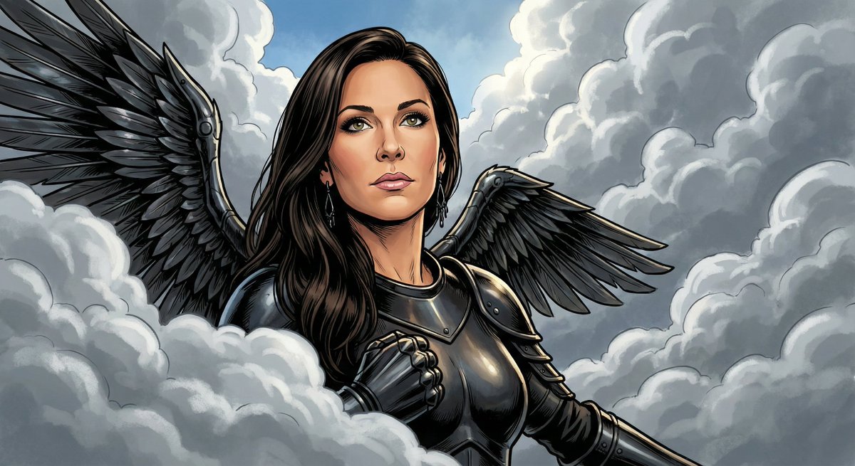 ppgrainbow's tweet photo. LOL...no, AI hasn't ruined social media entirely. 😊

In her response, I decided to imagine @KimIversenShow (Kim Iverson) as a mecha-angel! 😍

These images were created using Google Gemini 3 Pro on Arena.

#AI #HeavenlyPortrait #Illustration #KimIverson #MechaAngel https://t.co/iqaGnubM5d