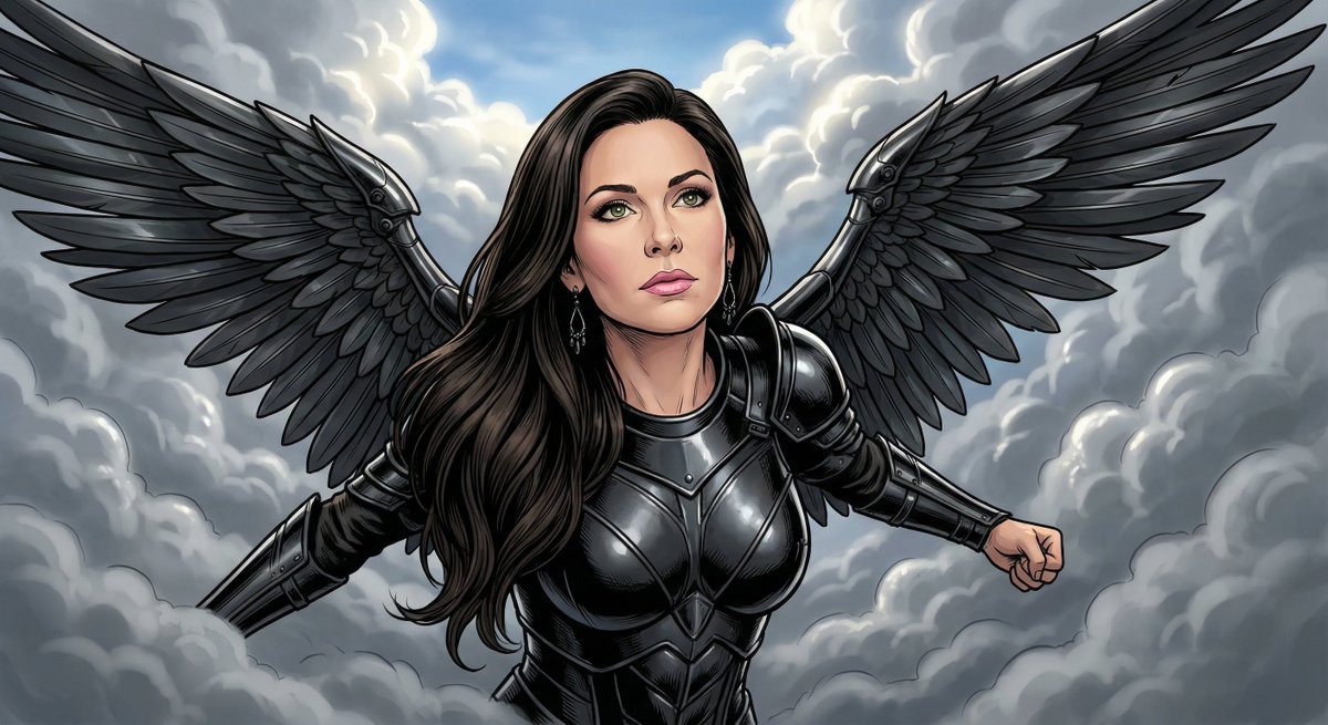 ppgrainbow's tweet photo. LOL...no, AI hasn't ruined social media entirely. 😊

In her response, I decided to imagine @KimIversenShow (Kim Iverson) as a mecha-angel! 😍

These images were created using Google Gemini 3 Pro on Arena.

#AI #HeavenlyPortrait #Illustration #KimIverson #MechaAngel https://t.co/iqaGnubM5d