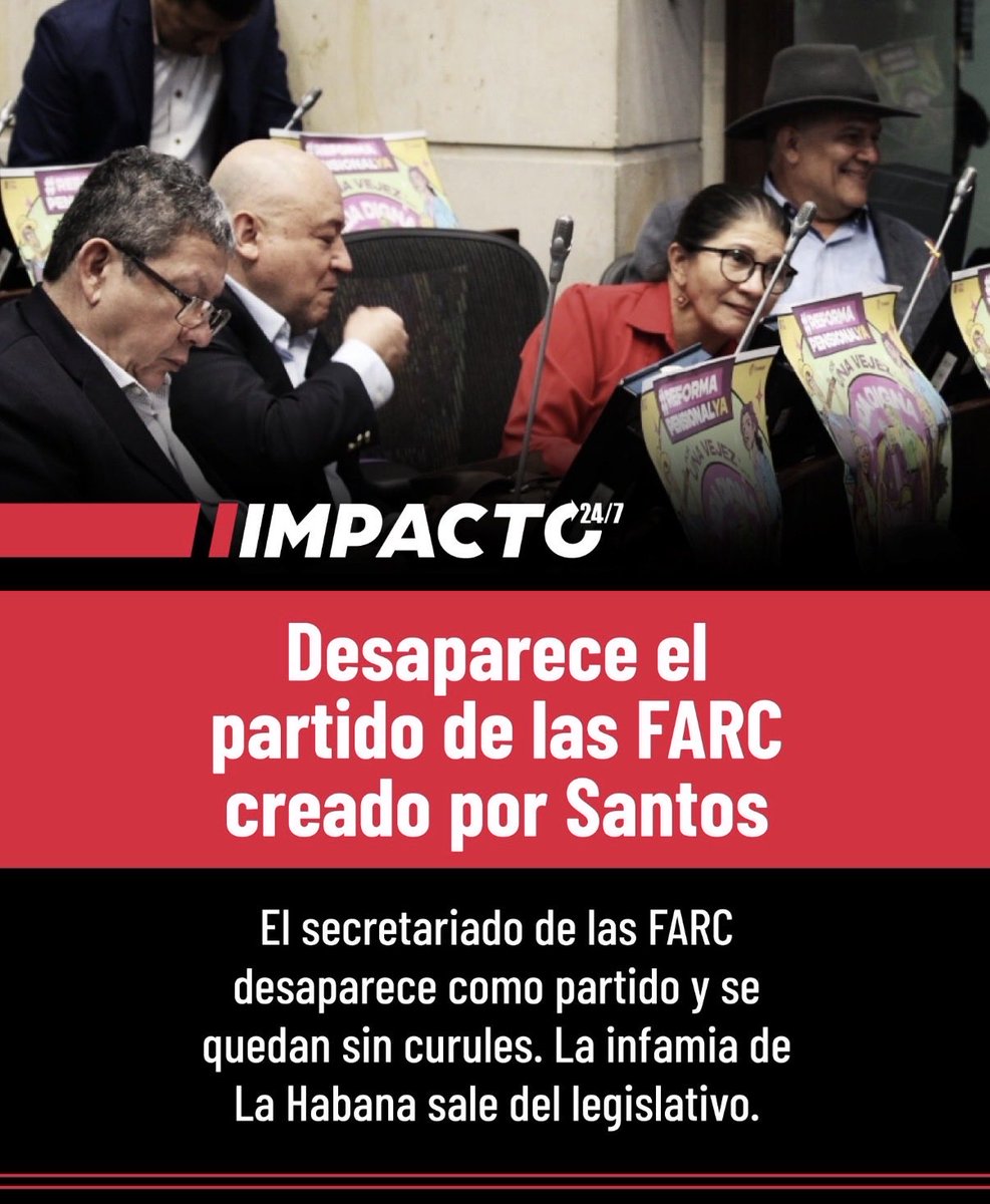 🚨 
Partido FARC-Comunes creado en durante el Gobierno de Santos  : DESAPARECIDO.  
Sin votos, sin umbral, sin curules.  
La infamia de La Habana sale por la puerta trasera.  

¡Se acabó el privilegio! 💥