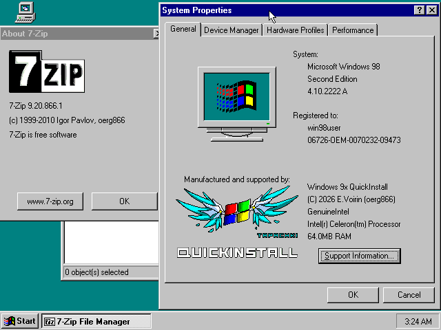 oerg866's tweet photo. Windows 9x QuickInstall v1.0.1 is now released!

Another big release with many changes :) 

Release page link and change log in the thread 🧵 https://t.co/9BxnSx1AOQ