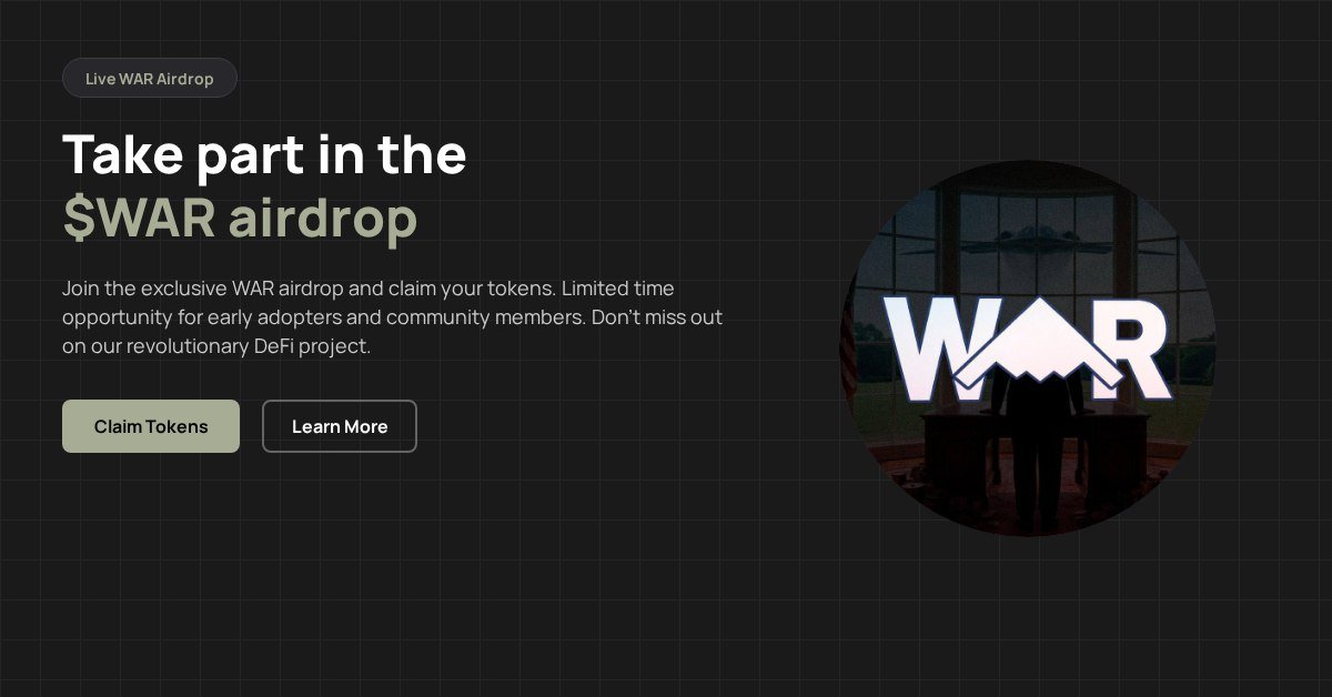 GrinyNabil's tweet photo. BREAKING: $WAR DROP LIVE!
Exclusive drop only for community holders
First come, first served — claim now before it's gone!

https://t.co/dttoxrVsjE https://t.co/j6UP1vp6l8