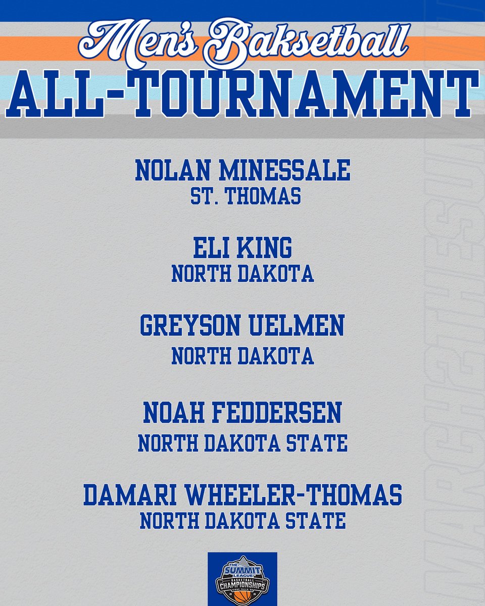 𝟐𝟎𝟐𝟔 #𝐒𝐮𝐦𝐦𝐢𝐭𝐌𝐁𝐁 𝐀𝐥𝐥-𝐓𝐨𝐮𝐫𝐧𝐚𝐦𝐞𝐧𝐭 𝐓𝐞𝐚𝐦 🤩

#March2TheSummit x <a href="/UNDmbasketball/">North Dakota Men's Basketball</a> x <a href="/NDSUmbb/">NDSU Men's Basketball</a> x <a href="/TommieMBBall/">St. Thomas Men’s Basketball</a> x <a href="/SummitHoops/">Summit Hoops</a>