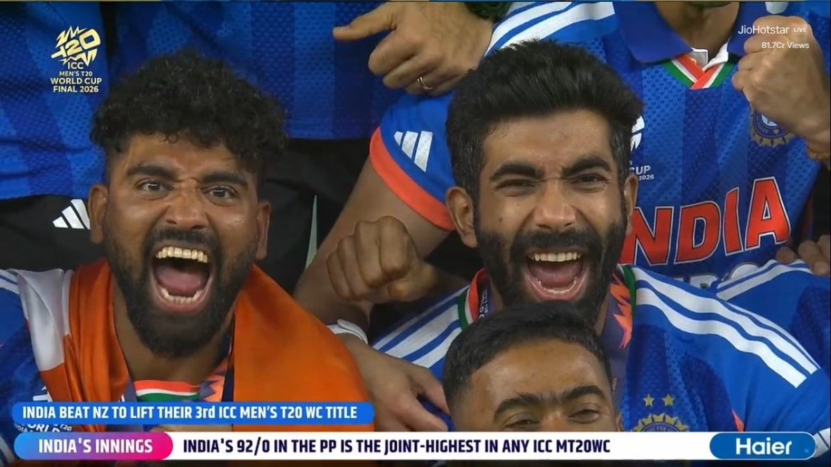 mufaddal_vohra's tweet photo. India Vs New Zealand Final becomes the most watched T20 World Cup match on JioHotstar - 817M views. 🥶 https://t.co/aPPSOG45P4