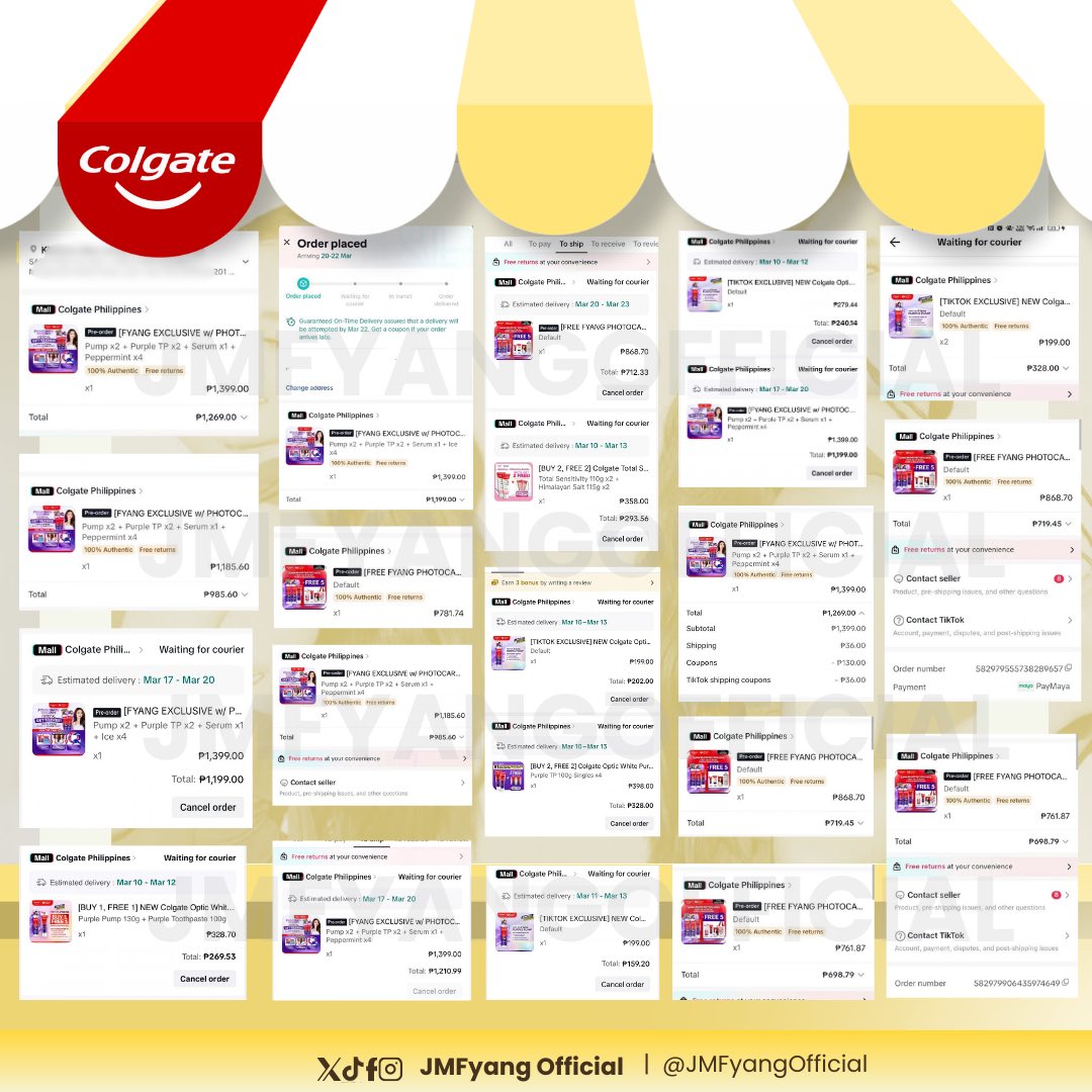 Last night was all about love, unity, and showing up for our favorite girl. 💜 

During Fyang’s Colgate TikTok Live, JMFyang Official purchased a total of ₱𝟑𝟏,𝟐𝟔𝟖.𝟑𝟔 worth of products.
 
𝐀𝐝𝐦𝐢𝐧𝐬’ 𝐩𝐮𝐫𝐜𝐡𝐚𝐬𝐞: 20,393.36 
𝐁𝐞𝐬𝐭𝐢𝐞𝐬’ 𝐝𝐨𝐧𝐚𝐭𝐢𝐨𝐧𝐬: 10,875