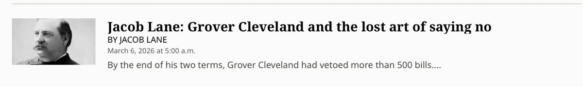 From the 19th century to 2026: what can Grover Cleveland teach us about federal spending? 

My <a href="/chicagotribune/">Chicago Tribune</a> column explores it.