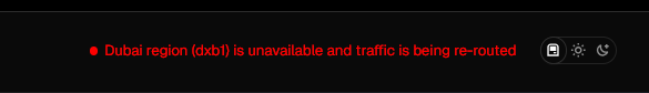prem_prabhat9's tweet photo. Just noticed Vercel's Dubai (dxb1) region is currently down and traffic is being re-routed. 🚨 Good to see their automated fallbacks kicking in to keep things running. Is anyone else facing deployment failures because of this? 👇

@vercel #Vercel #WebDev #TechNews https://t.co/OOVNI4f1tr