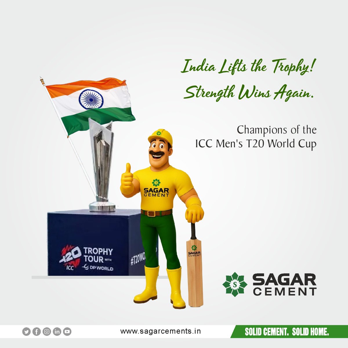 sagarcements's tweet photo. India's historic victory in Ahmedabad marks Team India's third T20 World Cup Title, solidifying their legacy as cricket champions.

#TeamIndia  #T20WorldCup #WorldCup2026 #IndiaVsNewZealand #Champions #TeamIndiaChampion #IndianCricket #HistoricWin #IndiaWins #Cricket https://t.co/rPz5BAUQ4Y
