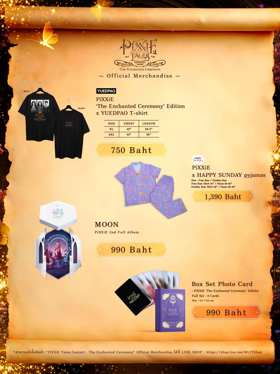 “PiXXiE Tales Concert : The Enchanted Ceremony” Official Merchandise 👑* ༘ 🔮◞˚ₓ🪄

📆 สั่งซื้อได้ตั้งแต่วันที่ 9 มีนาคม 2569 เวลา 12.00 น. เป็นต้นไป
📦 ตัดรอบออเดอร์ เวลา 18.00 น. ของทุกวันศุกร์ และจัดส่งวันอังคารถัดไป
🛒 สามารถสั่งซื้อได้ที่ LINE SHOP :