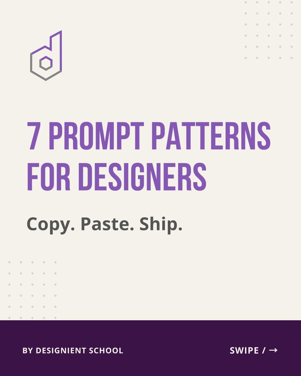 designient's tweet photo. Designers don’t need “better prompts.”
They need prompt patterns.

Patterns = repeatable structures that reduce rework.

Here are 7 worth saving 🧵 https://t.co/ft2wh2xqsG