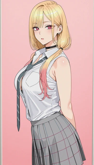ノースリーブの制服を着た海夢ちゃん