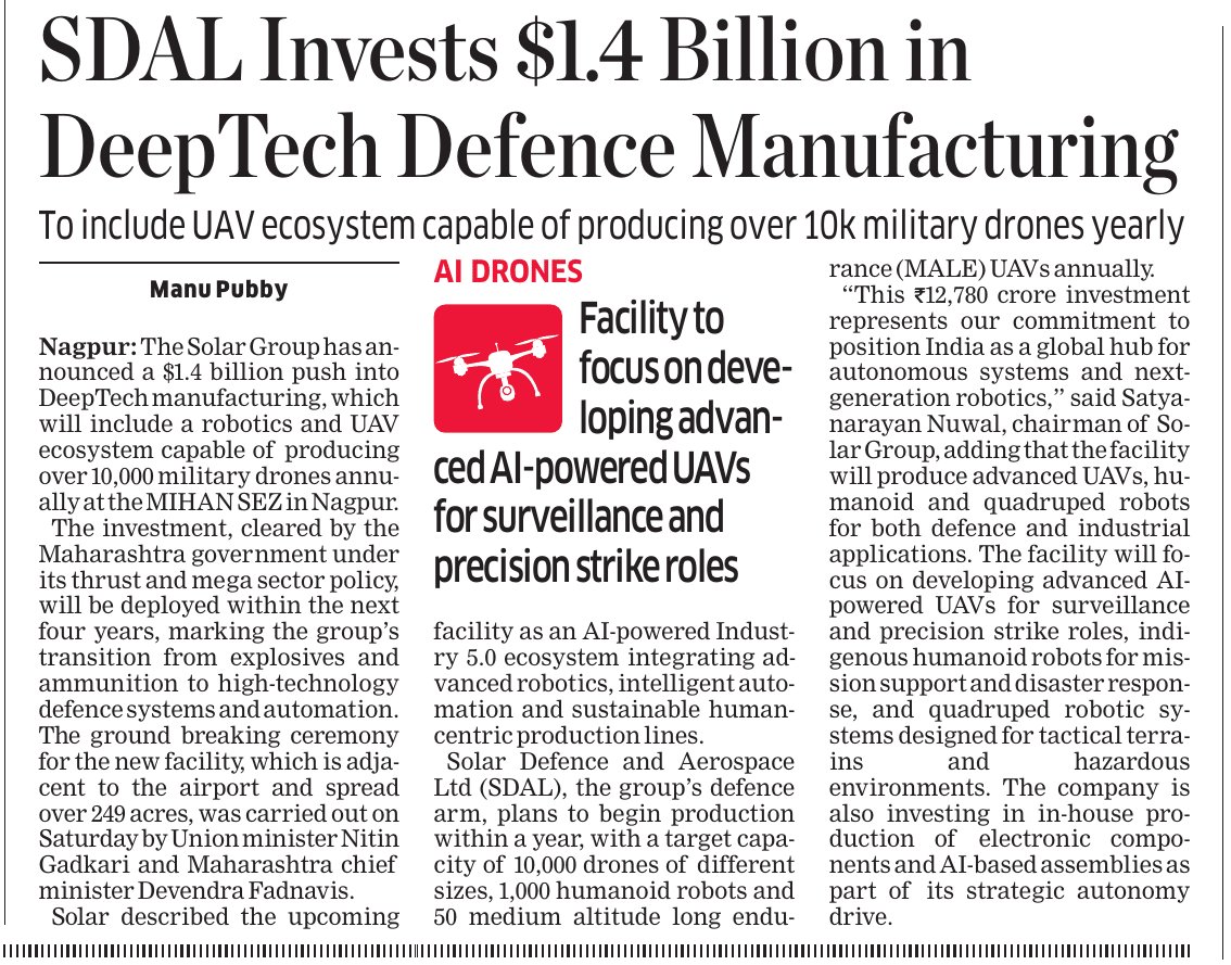 AjayshreeSamby3's tweet photo. #SolarDefence new facility will have the capacity to produce 50 MALE category UAV per year.