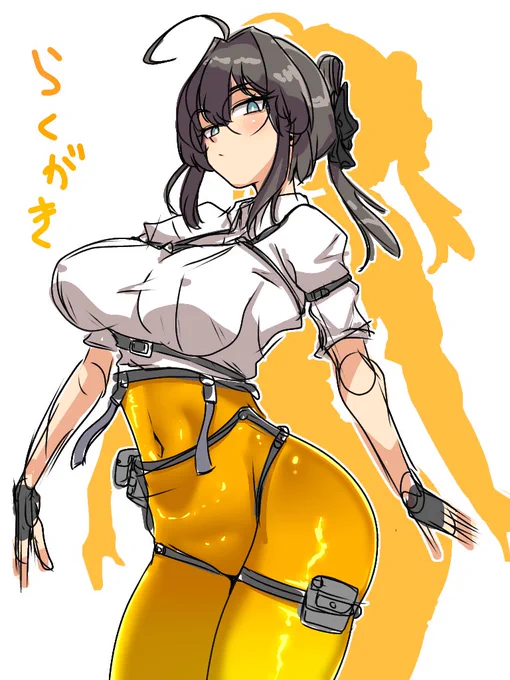 昼休み落書き ちょっとした改変案、帰ったらタイツをオレンジにしてみよっと
