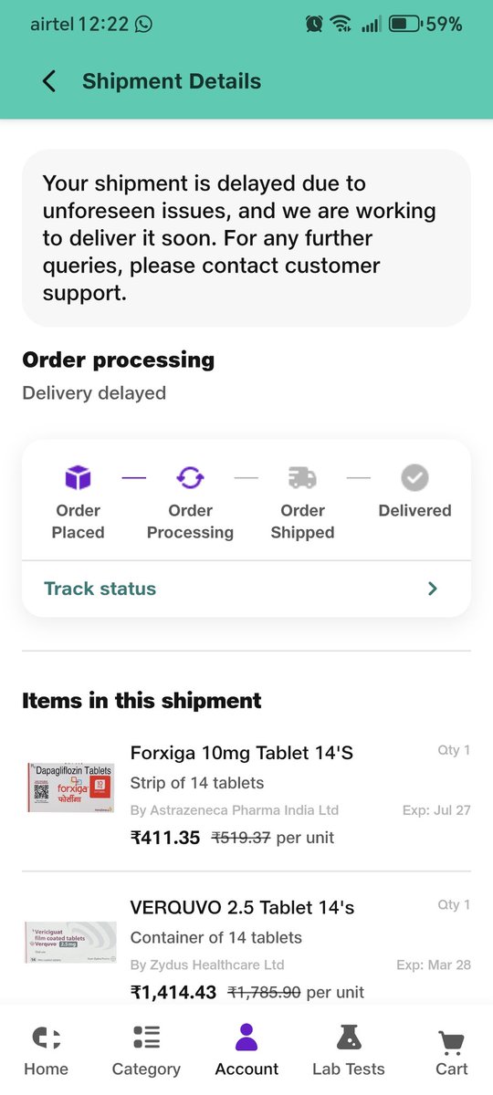 PallaviPathani2's tweet photo. @NetMeds Money paid, order place but Netmeds is processing the order since last 2 days... No update.. New model of earning money. Take money and then vanish!!!! Improve your service. These ads are fooling customers https://t.co/pAcYzLlOY7