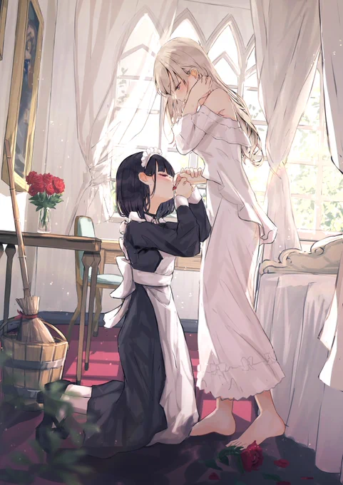 指が切れてしまったわ... #創作百合