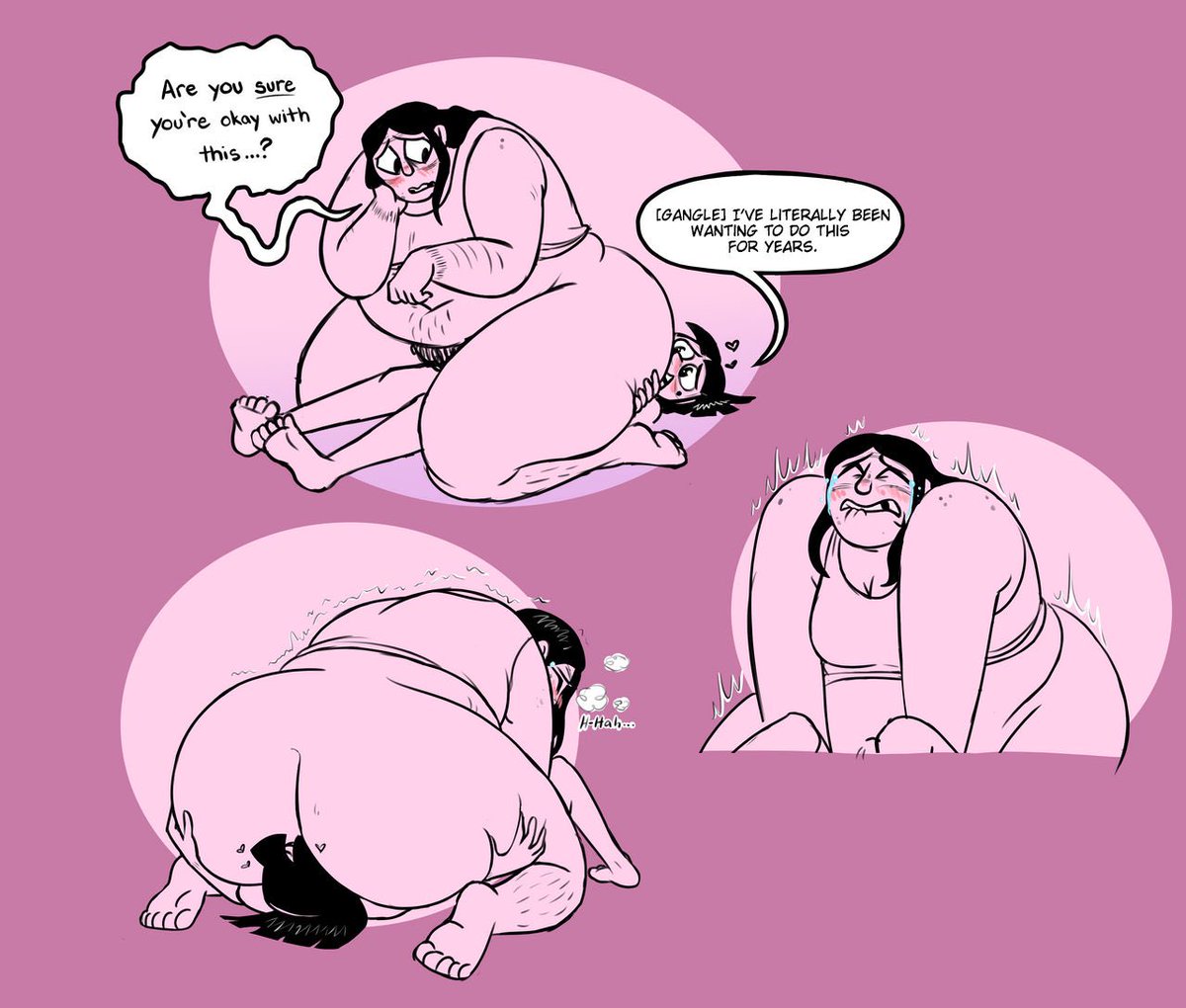 ganglesblueart's tweet photo. It takes a WHILE for [Gangle] to get comfortable enough to get comfortable enough to be on top, but even then she’s rather anxious about it. 
[Pomni] is more than happy to reassure her though! https://t.co/WOQJhgfcKh