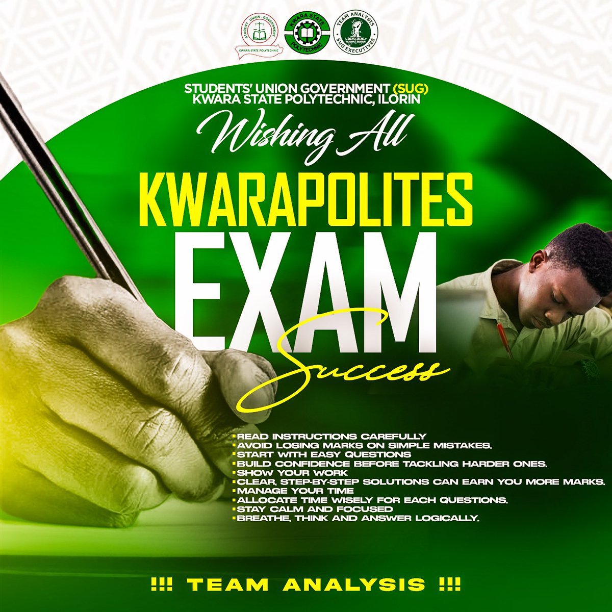 Kwarapoly_sug's tweet photo. To every Kwarapolite, we wish you clarity of mind, confidence, and outstanding success. https://t.co/RLgNHV84Or