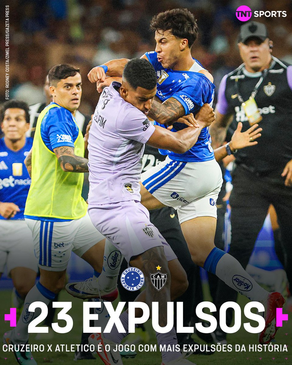 23 jogadores expulsos, recorde da história do futebol brasileiro.

CRUZEIRO:
• Cássio
• Fagner
• Fabrício Bruno
• João Marcelo
• Villalba
• Kauã Prates
• Christian
• Lucas Romero
• Matheus Henrique 
• Walace 
• Gerson
• Kaio Jorge

ATLÉTICO-MG:
• Everson 
• Gabriel