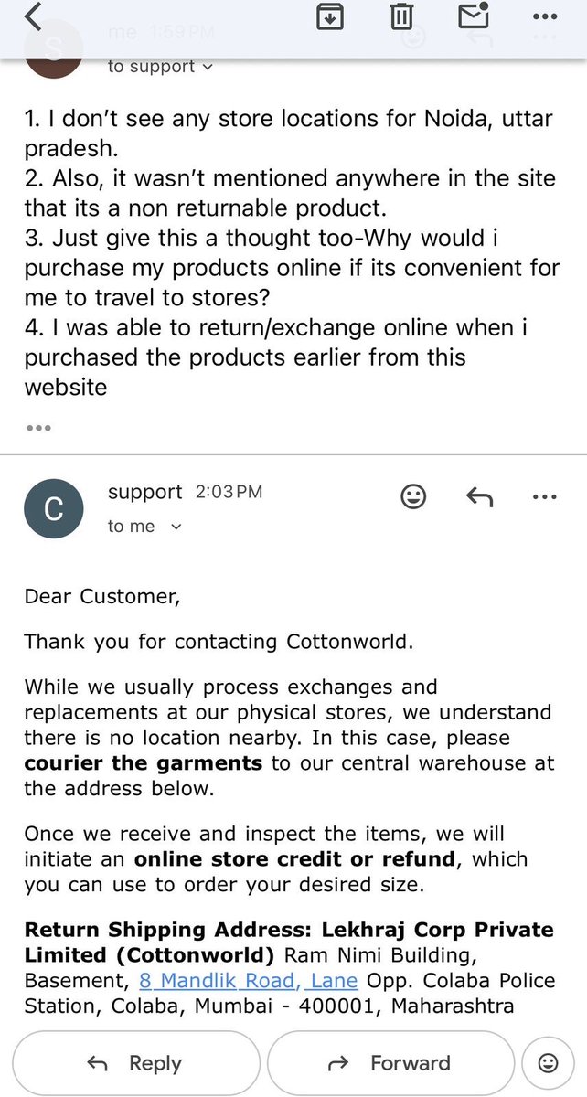 prabhat2dj's tweet image. Hey @CottonworldLive  why force loyal customers to pay for return shipping on size/quality defects? That’s not service—it’s a rip-off! Time to fix this shady policy or lose us all. #CottonworldFail  #CustomerRights