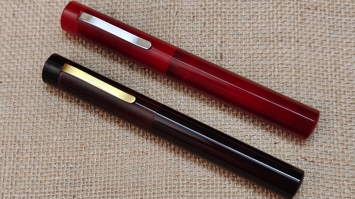 FosforPens's tweet photo. Here is a pair of Tikona pens in Cherry red and Burgundy resin. https://t.co/yoE2gvetNu
