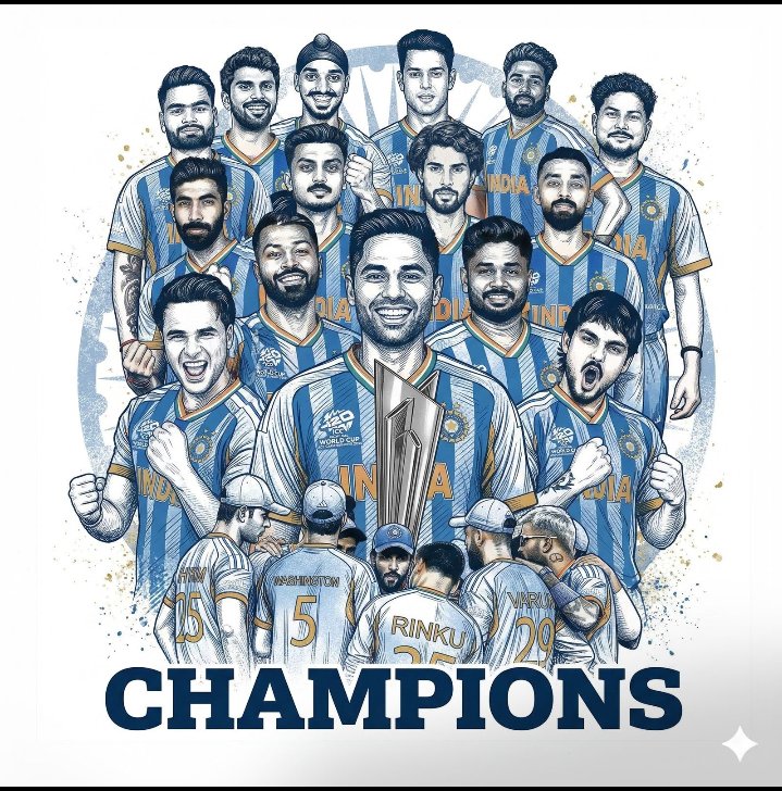 MRK_bsf05's tweet photo. Congratulations of Team India for winning T20 World cup.
All players playing crucial role for to get Trophy
Stadium is full of blue a stormy Victory.🤝💙
#T20WorldCup #WorldCup2026 #TeamIndia
#BlueStorm #INDvsNZ
@ICC @BCCI https://t.co/XLLyfKLBQR