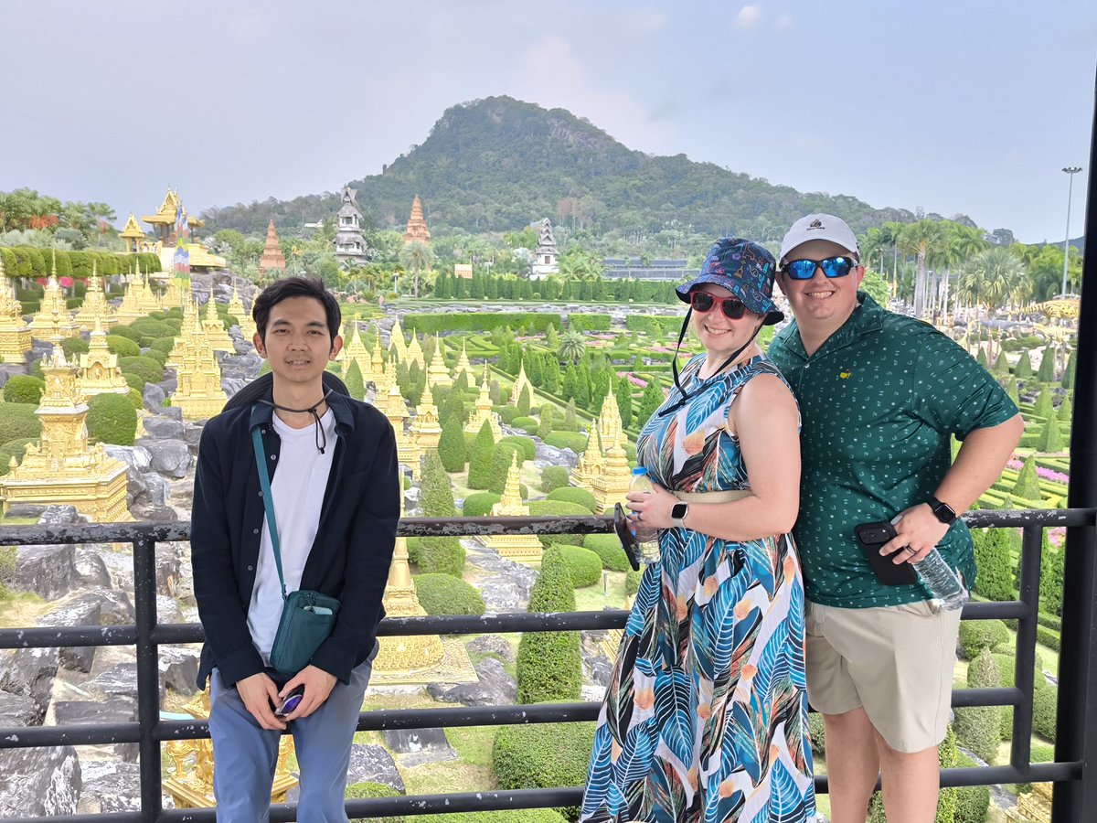 mateepto's tweet photo. Before STMA 2026 in Pattaya, Becky Bowling from the University of Tennessee Knoxville, Will, and Ming-Yi Chou from Rutgers University visited Nong Nooch Tropical Garden. During dinner, Micah Woods from the Asian Turfgrass Center joined the group.#STMA2026 #Pattaya https://t.co/rYjKsFxV2D