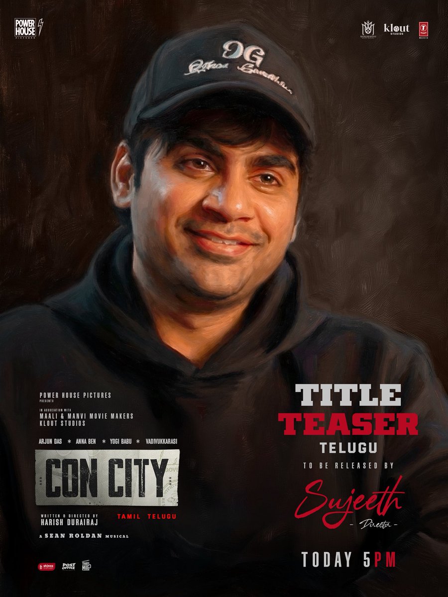 Get set for #ConCity - Telugu title teaser to be launched by director <a href="/Sujeethsign/">Sujeeth</a>, this evening at 5PM 🔥

A film by <a href="/harish_durairaj/">Harish Durairaj</a>, on the way to theatres soon!

Starring <a href="/iam_arjundas/">Arjun Das</a> <a href="/benanna_love/">Anna Ben</a> <a href="/iYogiBabu/">Yogi Babu</a> #Vadivukkarasi #Akhilan. 

<a href="/powerhousepic/">Power House Pictures</a> in association with