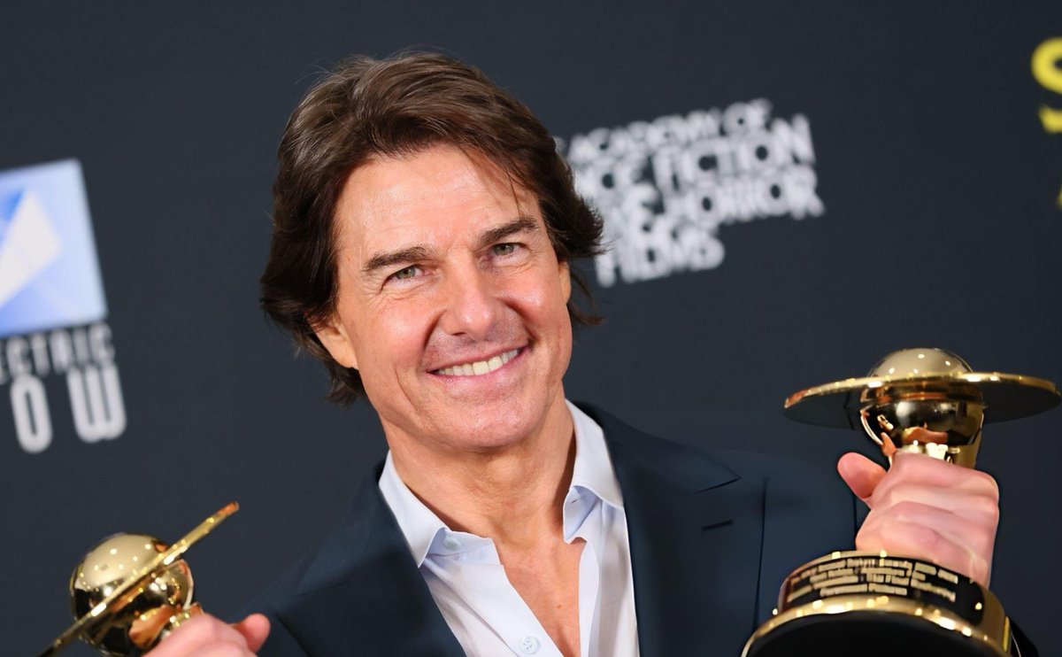DeanSalamouras's tweet image. Tom Cruise holding 2 Saturn Awards for Mission Impossible The Final Reckoning (March 8, 2026). Tom Cruise won Best Actor for The Final Reckoning, which also won Best Action/Adventure Film. 

#TomCruise 
#MissionImpossible 
#SaturnAwards
