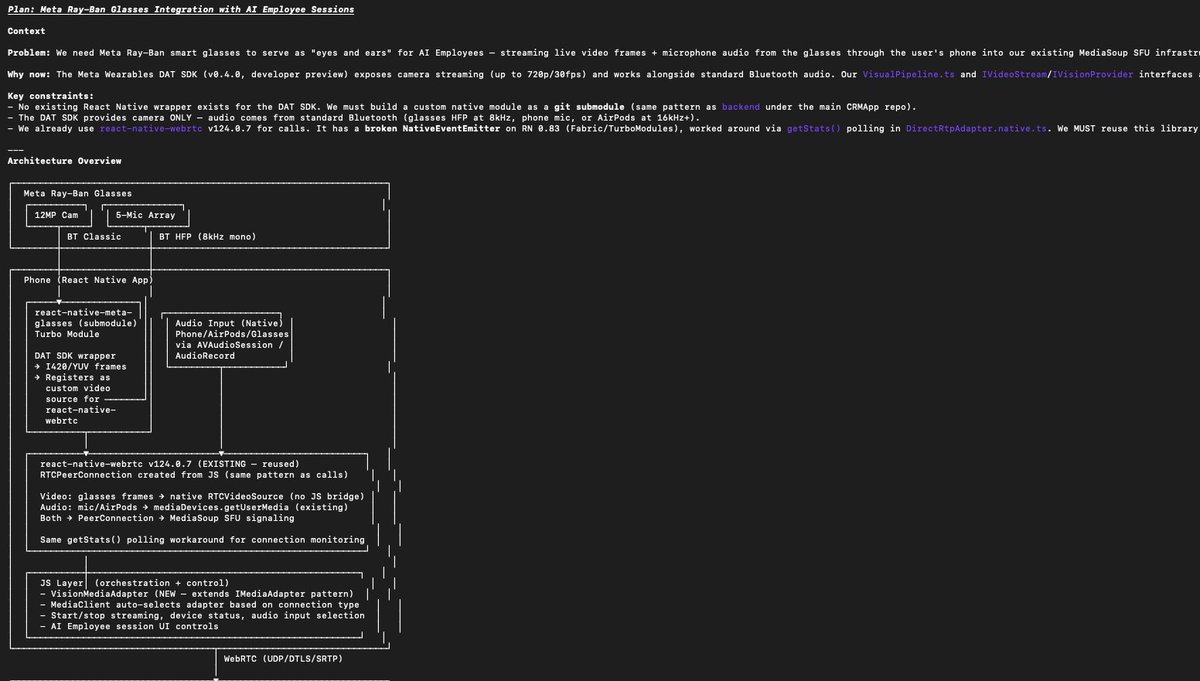 "Meta Ray-Ban Glasses Integration with AI Employee Sessions"

What a time to be alive. I can't wait to release this feature. Giving AI Employee's eyes &amp; ears! 8 Months+ of infrastructure and planning, and now we are finally at this stage... #GAMECHANGER #OmniCommsAI coming