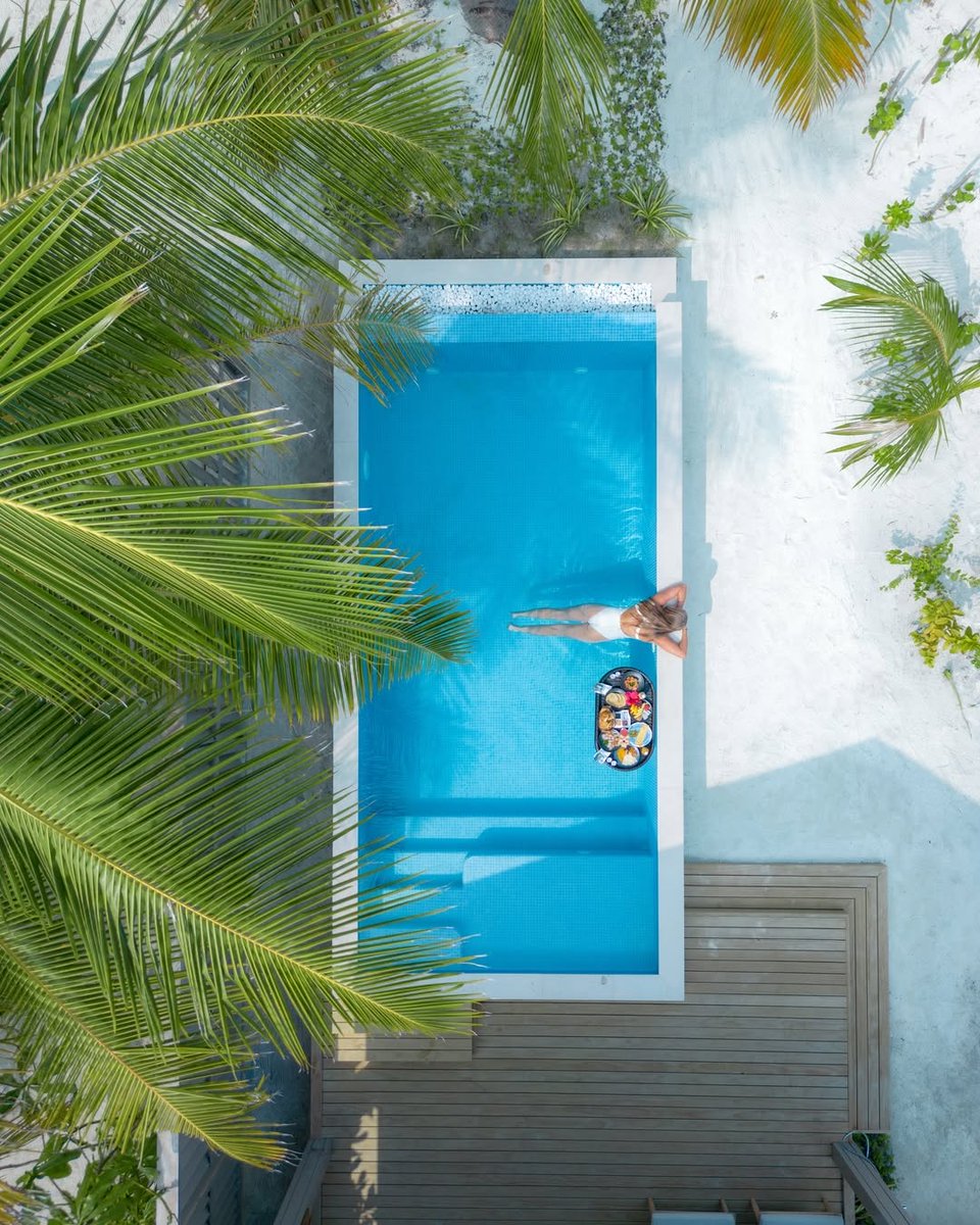Meeru_MV's tweet photo. A floating breakfast in your villa pool, surrounded by palm trees and the turquoise waters of the Maldives. Moments like these are what holidays at Meeru are all about.
📸 IG @cariundhannes
#meerumaldives #simplymaldives #maldivesresort #floatingbreakfast https://t.co/RILL6s5fy3