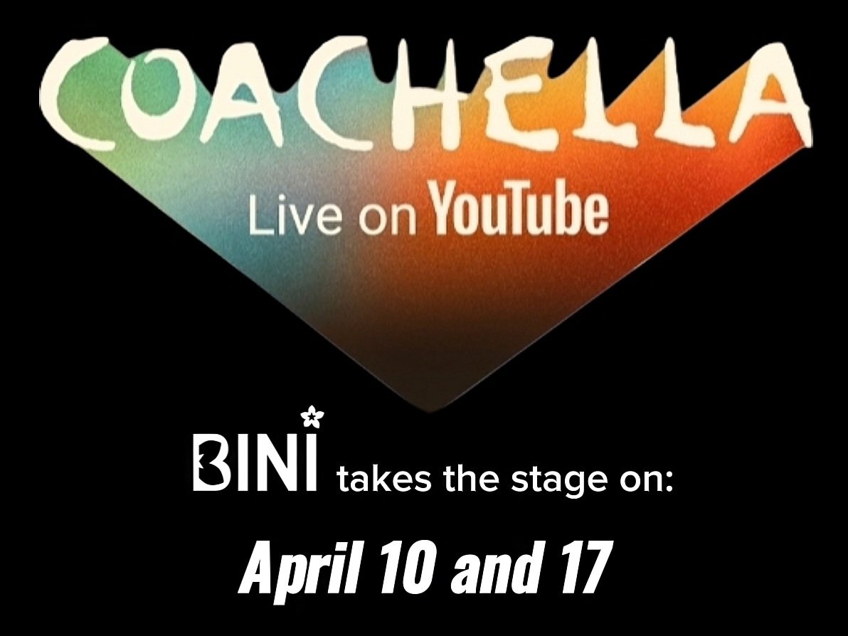 Reminder that Coachella will be livestreamed on the Coachella YouTube channel (FOR FREE), so everyone can watch from anywhere!

Hope the girls can mention it in their guestings and shows too.
Share it around, blooms! #BINI 

YT: youtube.com/@coachella?si=…