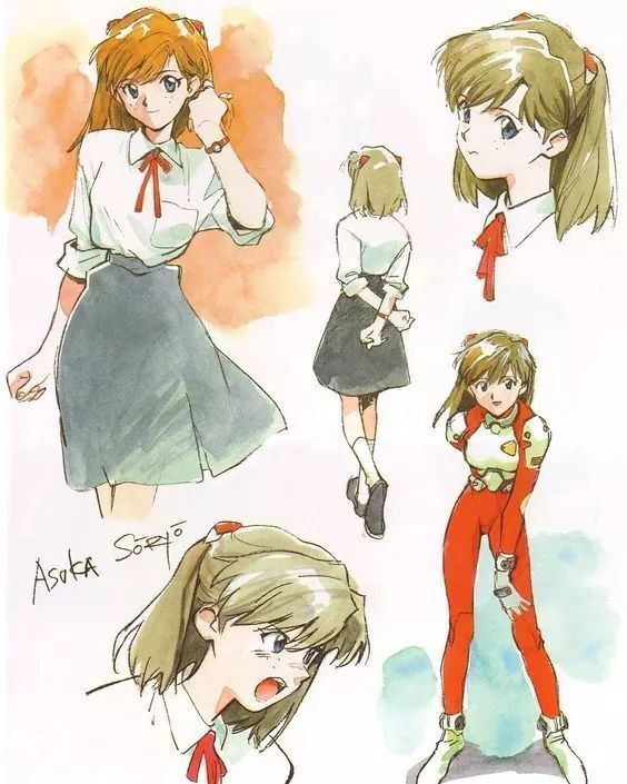 Early Asuka Concept Art by Yoshiyuki Sadamoto