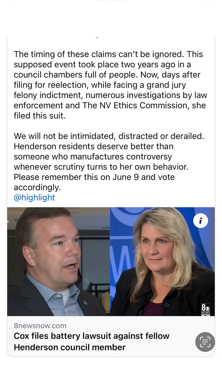 From Mayor Michelle Romero

Mayor Michelle Romero, myself, Jim Seebock and Dan Stewart have all been subjected to the vile actions and conduct of this entity. Henderson deserves better. Vote her out 🗳️ 

<a href="/cityofhenderson/">City of Henderson</a> #integrity #morality