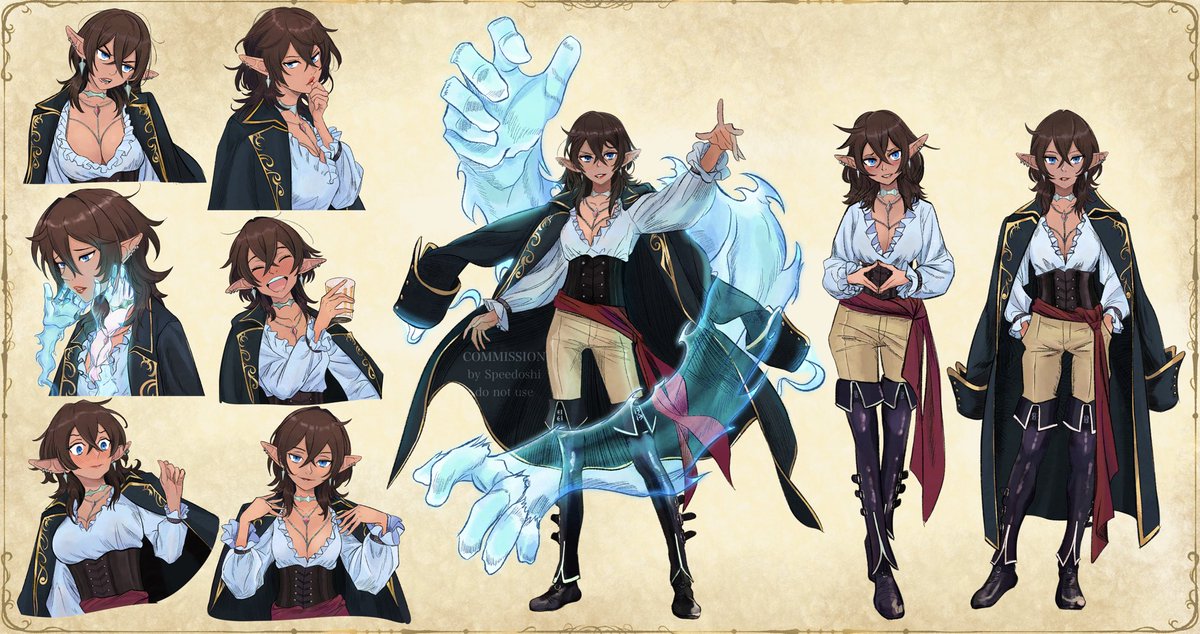 Elf sorcerer, character sheet commission