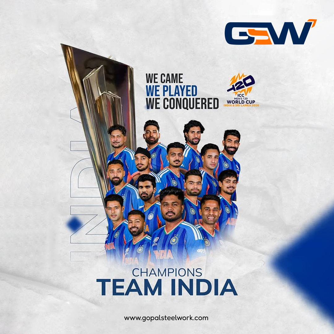 gopalsteelwork's tweet photo. 1.4 billion hearts are celebrating one victory! ๐ฎ๐ณ๐
Proud of you, Team India.
#GSW #TeamIndia #Cricket #GopalSteelWork #BleedBlue #Victory #SteelIndustry #SteelManufacturer #MakeInIndia #MSAngleBar https://t.co/Ynif120Fbj