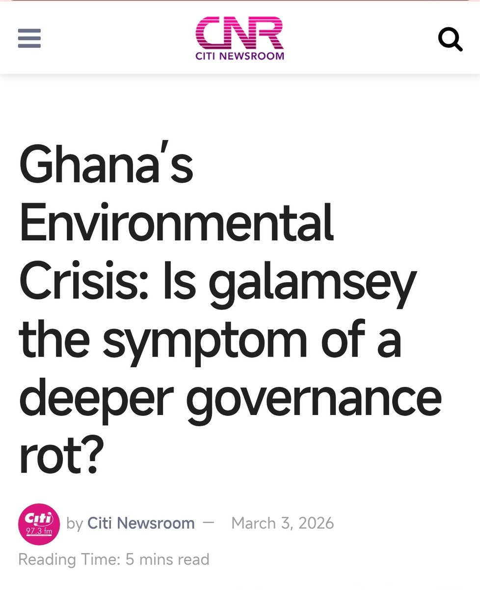 Illegal mining is destroying Ghana’s rivers.
Pra.
Ankobra.
Offin.
Birim.
Water treatment plants are now struggling because of heavy pollution from galamsey. The cost rises and citizens pay the price.
This is not just an environmental issue.
It's a national survival issue.