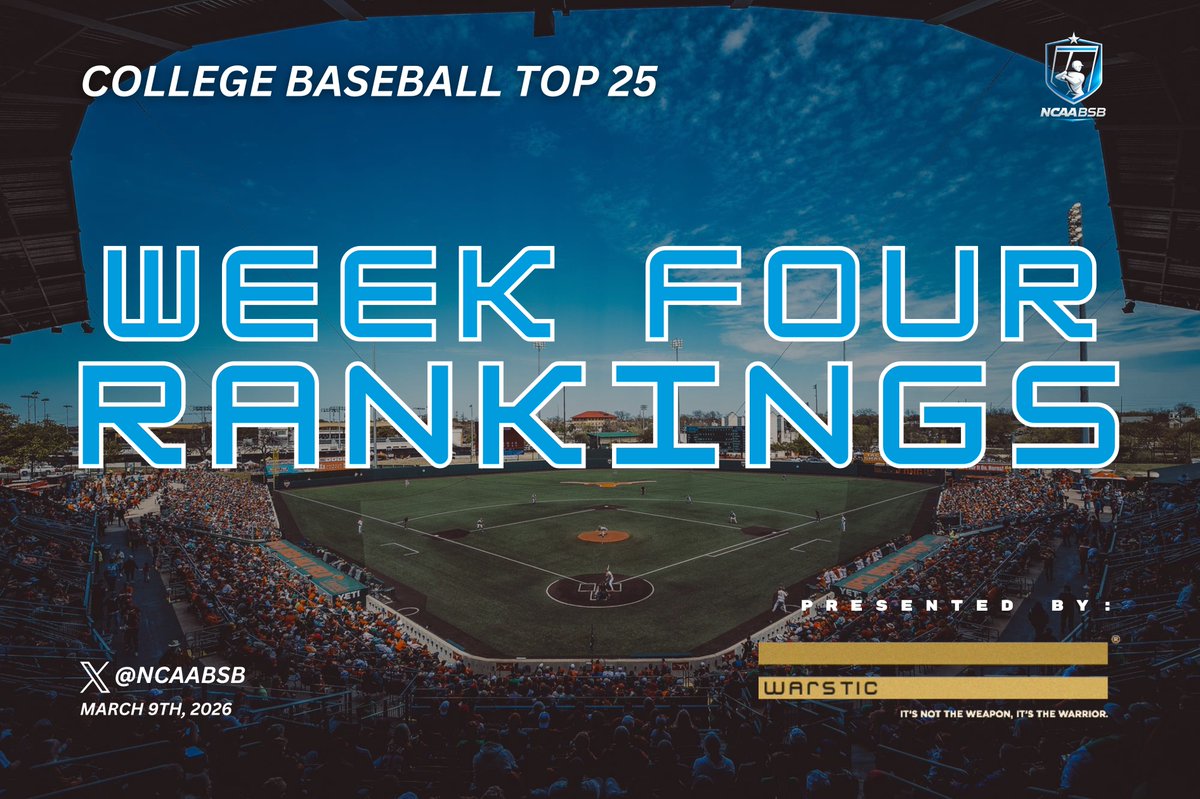NCAABSB's tweet photo. The Week Four Rankings drop at the top of the hour. Don't miss it!  

Presented by: @warstic⚾️ https://t.co/zn9JLRZGPA