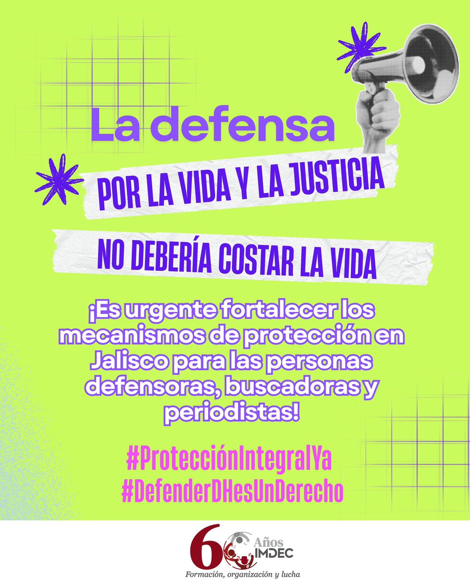 imdecac's tweet image. 🙏🏽💜Cerramos este #8Marzo2026 nombrando a #KatiaDaniela, quinta defensora asesinada en agosto de 2025. 

⚠️#Letal en materia de asesinatos a #Mujeres  y personas Defensoras de #DH el primer año de @PabloLemusN.

Es #Urgente fortalecer los mecanismos de #Protección en #Jalisco